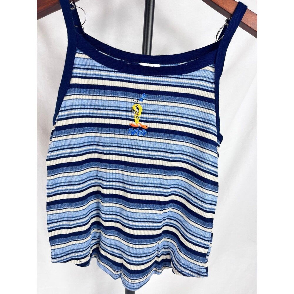 Vintage 1998 Tweety Bird Striped Cami Tank Top XL (Fits Like XS/S) Y2K WB